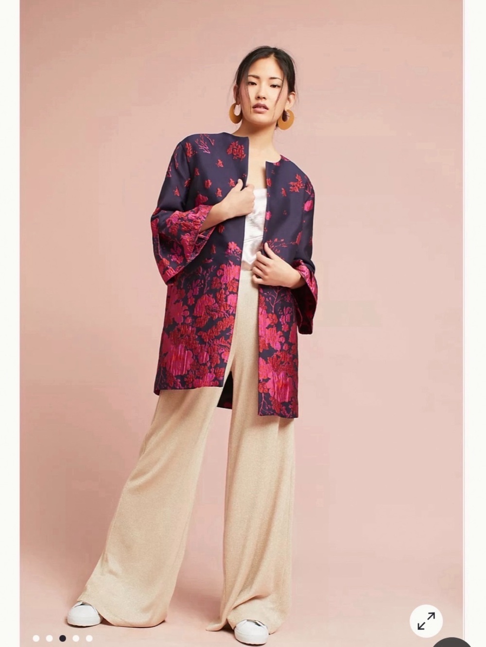 Anthropologie Eva Franco Floral Flutter Sleeve Coat